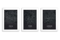 Trzy graficzne plakaty Plany zabytkowych miast - Paryż, Rzym, Londyn 23214 Naklejkomania - zdjecie 5 - miniatura