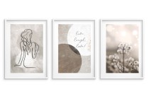 Trzy plakaty na ścianę Beżowa kompozycja - kobieta, natura i hasła motywacyjne 23198 Naklejkomania - zdjecie 4 - miniatura