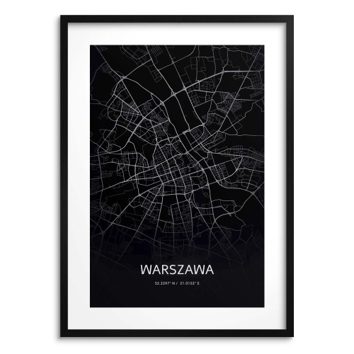 Industrialny, czarnobiały plakat Plan Warszawy 23211