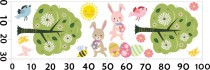 Dwustronne naklejki na szybę wielokrotnego użytku na okno wiosenne - wielkanocne króliczki i pisanki wśród kwiatów, ptaszków i drzew 25604 Naklejkomania - zdjecie 2 - miniatura