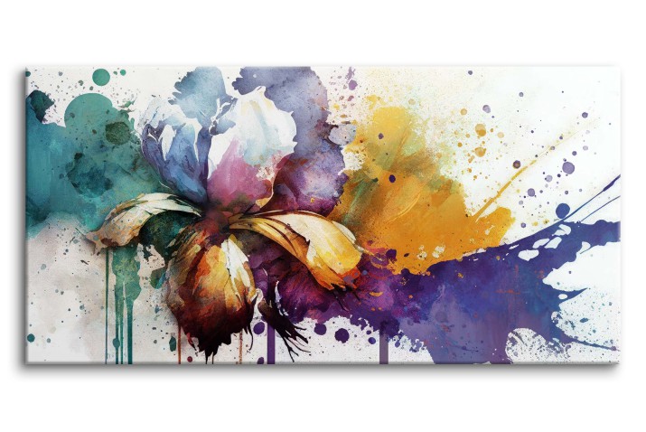Nowoczesny, kolorowy obraz Kwiat i abstrakcja z farby 20779