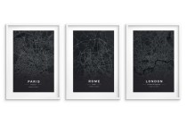 Trzy graficzne plakaty Plany zabytkowych miast - Paryż, Rzym, Londyn 23214 Naklejkomania - zdjecie 3 - miniatura