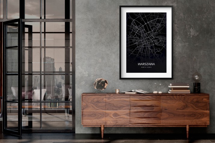 Industrialny, czarnobiały plakat Plan Warszawy 23211 - zdjęcie 4