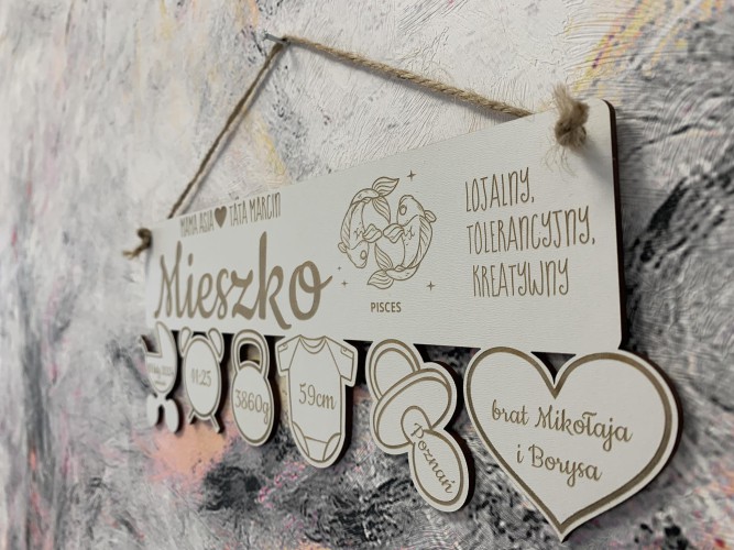 Metryczka na narodziny dziecka 831137  - pamiątka urodzin, prezent dla rodziców, noworodka, na chrzest - zdjęcie 3