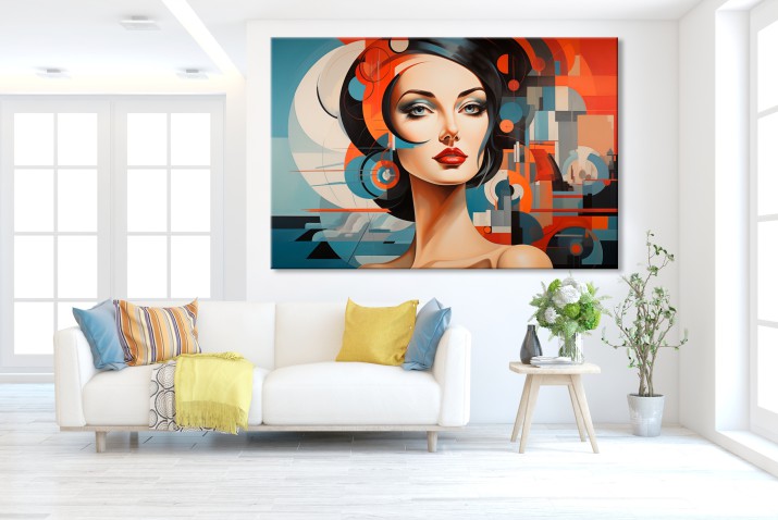 Obraz Kobieta - portret na geometrycznym tle 73022 - zdjęcie 6