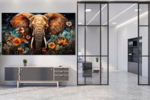 Kolorowy obraz Abstrakcyjny słoń z kwiatami 73025 Naklejkomania - zdjecie 2 - miniatura