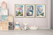 Kolorowe, kwieciste plakaty dla dziewczynki Jednorożec i bajkowe miejsca kd085 Naklejkomania - zdjecie 2 - miniatura
