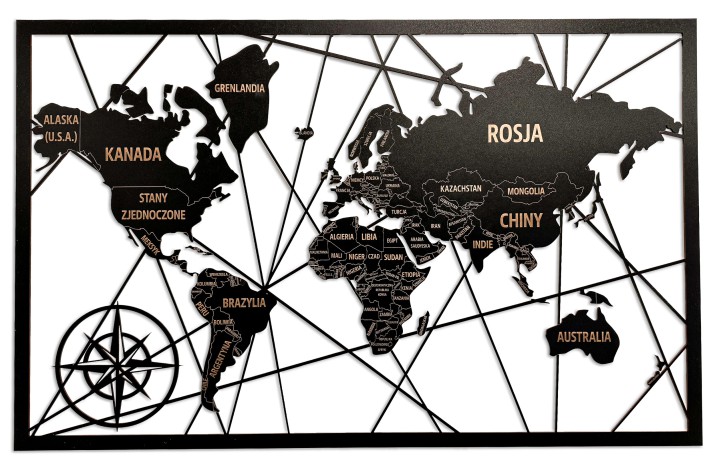 Obraz ażurowy Mapa świata: Granice i nazwy Państw i krajów 66809 Naklejkomania - zdjecie 1