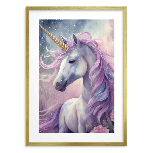 Plakat dla dziewczynki Magiczny jednorożec w fiolecie i błękicie 24350 - zdjęcie 4