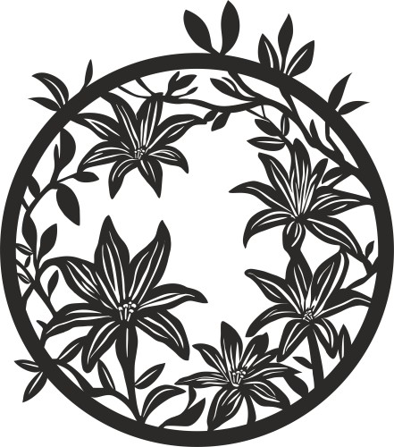 Okrągły obraz ażurowy Kwiaty - wanilia 51003