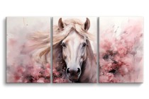 Pastelowy tryptyk Koń w różu 73006 Naklejkomania - zdjecie 1 - miniatura
