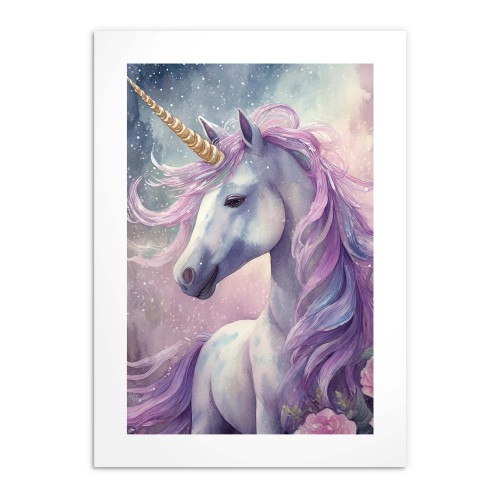 Plakat dla dziewczynki Magiczny jednorożec w fiolecie i błękicie 24350 - zdjęcie 5