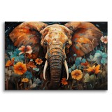 Kolorowy obraz Abstrakcyjny słoń z kwiatami 73025 Naklejkomania - zdjecie 1 - miniatura
