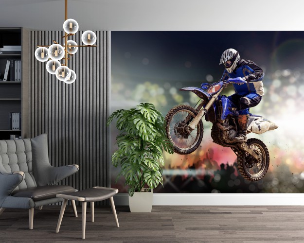 Fototapeta Motocross - skaczący motocyklista 81155