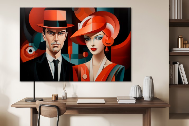 Obraz w stylu art deco - mężczyzna i kobieta 73021 - zdjęcie 2