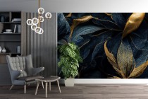 Tapeta flizelinowa na ścianę Granatowe kwiaty 64067 Naklejkomania - zdjecie 1 - miniatura