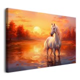 Nastrojowy obraz Biały koń o zachodzie słońca 73009 Naklejkomania - zdjecie 3 - miniatura