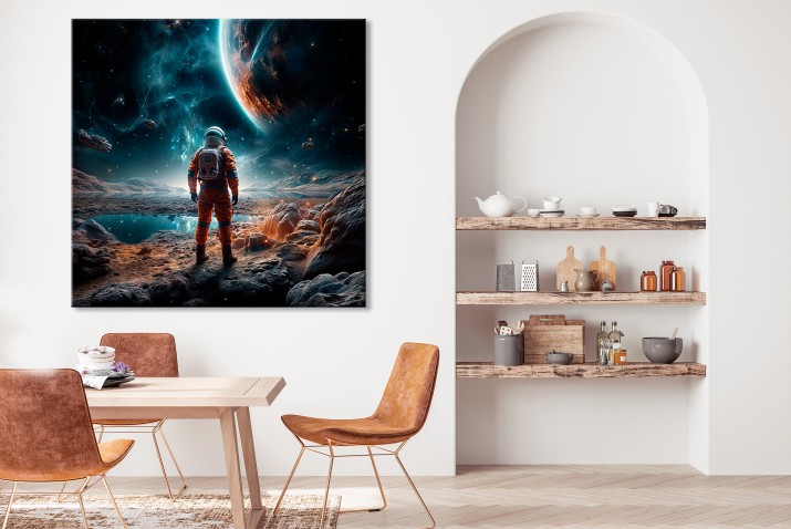 Obraz w klimacie science fiction Astronauta na planecie 73029 - zdjęcie 2