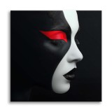 Minimalistyczny, czarnobiały obraz Portret z czerwonym akcentem 73008 Naklejkomania - zdjecie 1 - miniatura