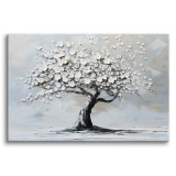 Obraz Malowane czarne drzewo i białe kwiaty 73017 Naklejkomania - zdjecie 1 - miniatura