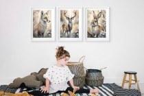 Akwarelowe plakaty dla dzieci w beżu Leśne zwierzęta kd088 Naklejkomania - zdjecie 2 - miniatura