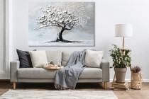 Obraz Malowane czarne drzewo i białe kwiaty 73017 Naklejkomania - zdjecie 2 - miniatura