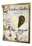 Plakat, prezent, podziękowanie dla rodziców na ślub, wesele - złote serce i kwiaty 61694 Naklejkomania - zdjecie 1 - miniatura