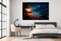 Obraz Egzotyczna grafika - nadmorska plaża o zachodzie słońca 73014 Naklejkomania - zdjecie 2 - miniatura