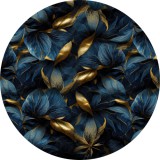Okrągła fototapeta Niebiesko złote liście glamour 64067 01 Naklejkomania - zdjecie 1 - miniatura