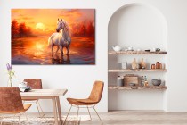 Nastrojowy obraz Biały koń o zachodzie słońca 73009 Naklejkomania - zdjecie 2 - miniatura
