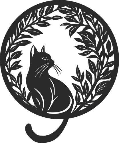 Okrągły obraz ażurowy Kot w liściach 51002 Naklejkomania - zdjecie 1
