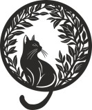 Okrągły obraz ażurowy Kot w liściach 51002 Naklejkomania - zdjecie 1 - miniatura
