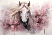 Bajkowa fototapeta Biały koń w różu 75001 Naklejkomania - zdjecie 2 - miniatura
