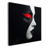 Minimalistyczny, czarnobiały obraz Portret z czerwonym akcentem 73008 Naklejkomania - zdjecie 3 - miniatura