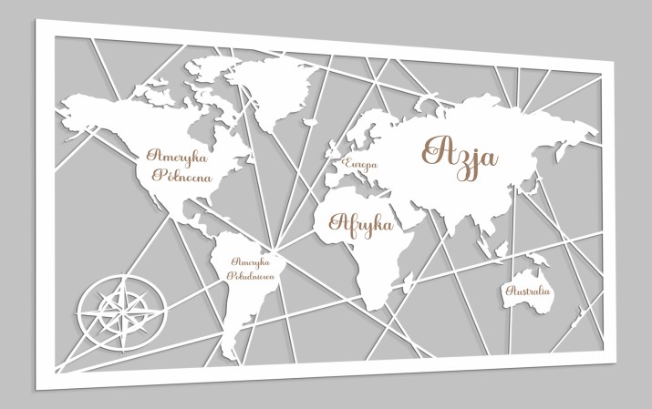 Obraz ażurowy Mapa świata z nazwami kontynentów 66807