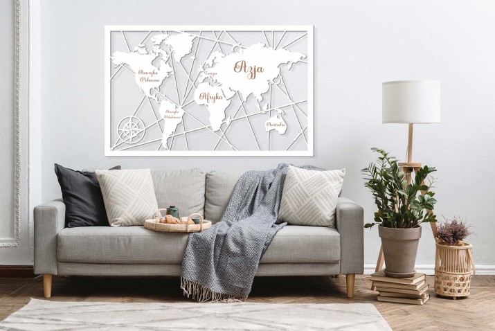 Obraz ażurowy Mapa świata z nazwami kontynentów 66807 - zdjęcie 2