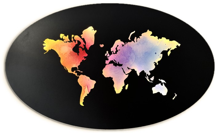 Obraz podświetlany ścienna lampka Mapa świata - akwarelowe tło 69108 Naklejkomania - zdjecie 1
