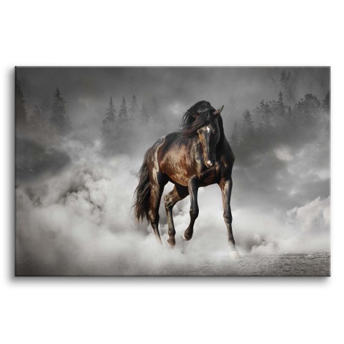 Obraz Brązowy koń w dymie 64625 Naklejkomania - zdjecie 1