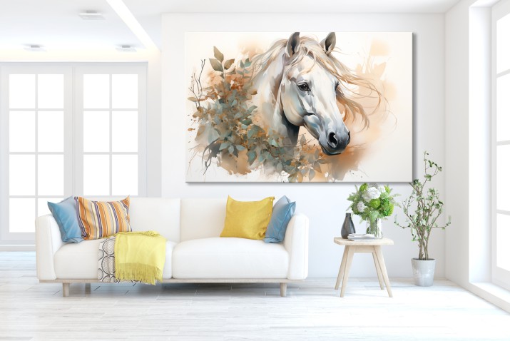 WYPRZEDAŻ 80x120 Delikatny obraz Koń i gałązki boho 73070 - zdjęcie 6