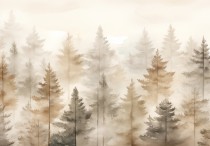 Fototapeta Malowany las w delikatnych odcieniach 75099 Naklejkomania - zdjecie 2 - miniatura