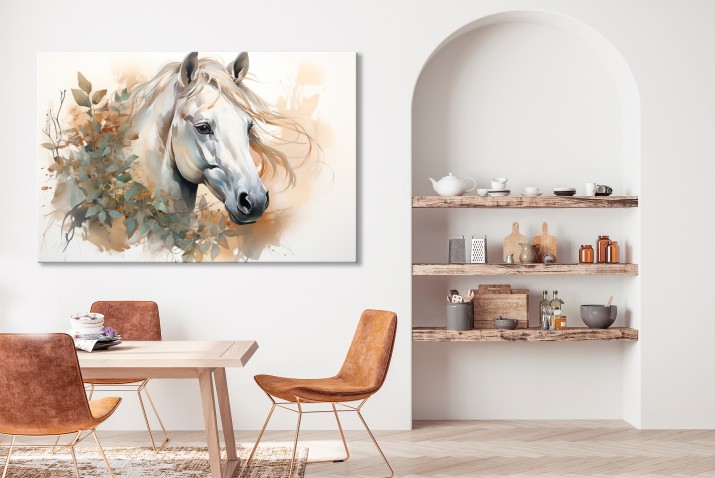 WYPRZEDAŻ 80x120 Delikatny obraz Koń i gałązki boho 73070 - zdjęcie 2