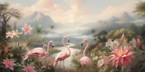 Fototapeta Flamingi nad górską rzeką 75027 Naklejkomania - zdjecie 2 - miniatura