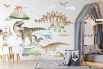 Naklejki na ścianę dla dzieci Dinozaury i wulkan 52000 Naklejkomania - zdjecie 1 - miniatura