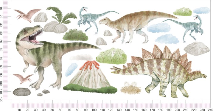 Naklejki na ścianę dla dzieci Dinozaury i wulkan 52000 - zdjęcie 4