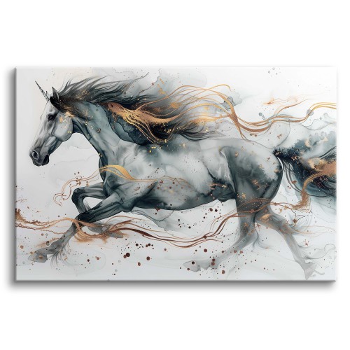 Obraz Artystyczny galop - koń ze złotem 20811 Naklejkomania - zdjecie 1