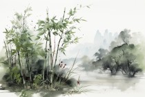 Orientalna, minimalistyczna fototapeta Bambus i drzewa 75053 Naklejkomania - zdjecie 2 - miniatura
