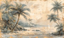 Fototapeta Wyspa i palmy retro 75038 Naklejkomania - zdjecie 2 - miniatura