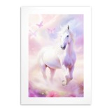 Bajkowy, dziecięcy plakat Koń, motyle i pastelowe chmurki 24354 Naklejkomania - zdjecie 4 - miniatura