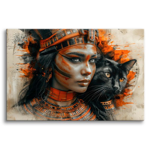 Obraz Kleopatra z kotem - portret w nowoczesnym stylu 73066