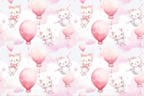 Słodka dziecięca fototapeta Kotki i różowe baloniki 75035 Naklejkomania - zdjecie 2 - miniatura
